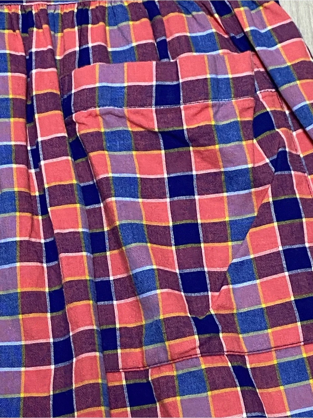 Girls Pink and Blue Plaid Short Sleeve Dress